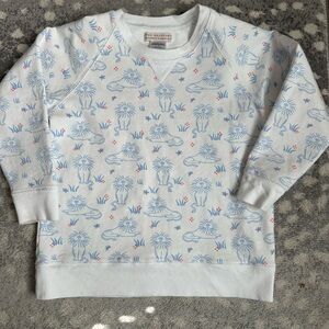 The Beaufort Bonnet Company White and Blue Kids Crewneck